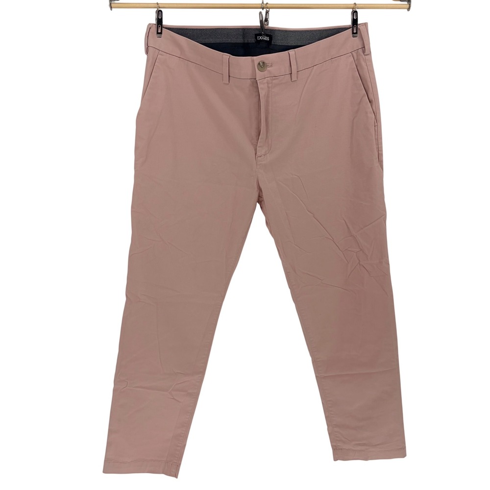 Express Chino Pants 36x30 Dusty Rose Hyper Stretch Slim Fit Pink Trousers